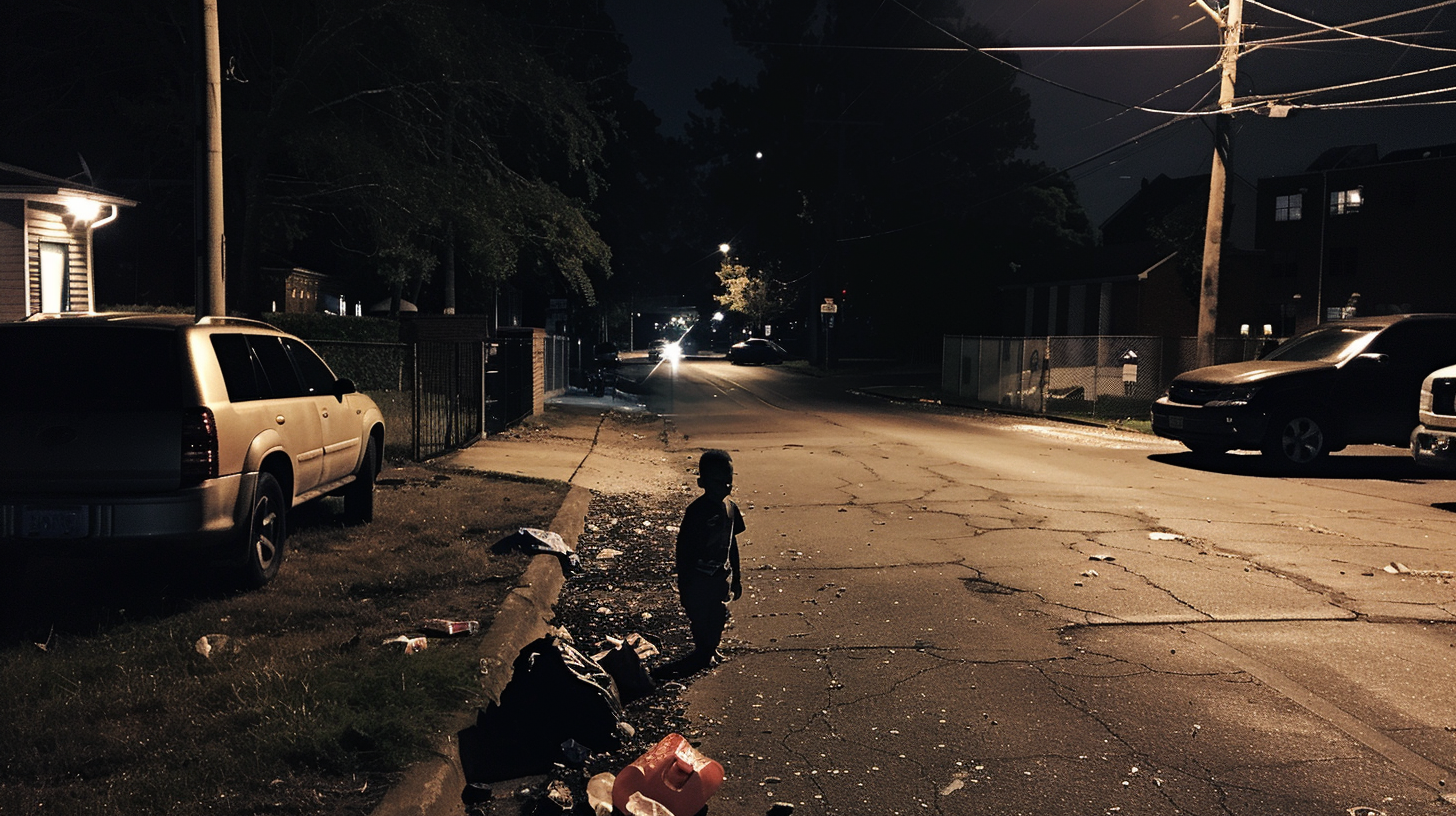 Niño en la calle | Fuente: Midjourney