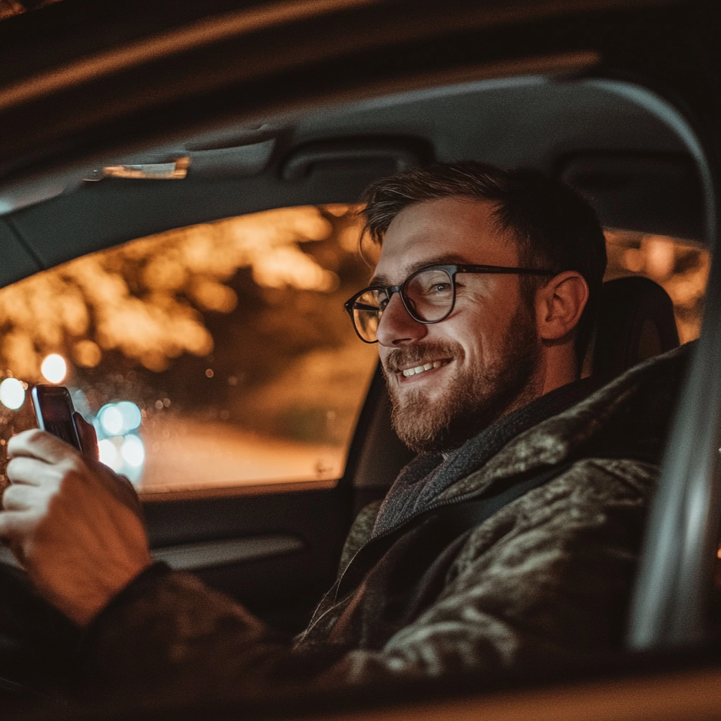 Un hombre sonriente hablando por teléfono | Fuente: Midjourney