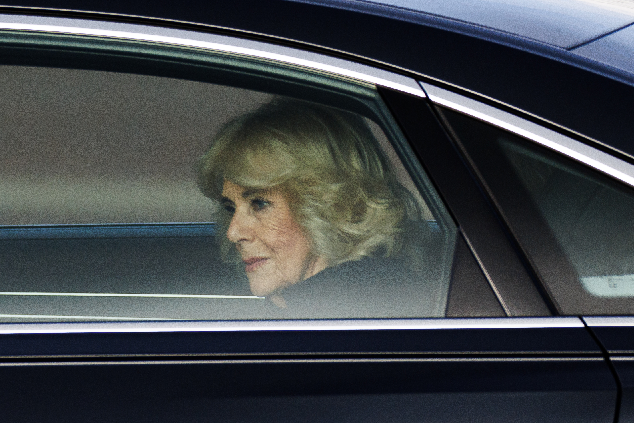 La Reina Camilla llega al Palacio de Buckingham durante la visita del Emir de Qatar al Reino Unido en Londres, Inglaterra, el 3 de diciembre de 2024 | Fuente: Getty Images