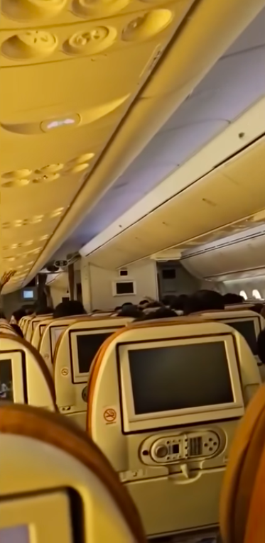 El interior del avión en el video. | Foto: YouTube/New York Post