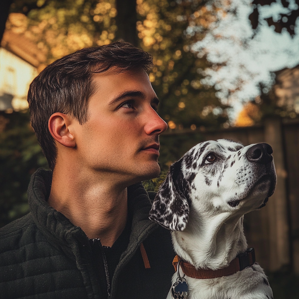 Un hombre con su perro | Fuente: Midjourney