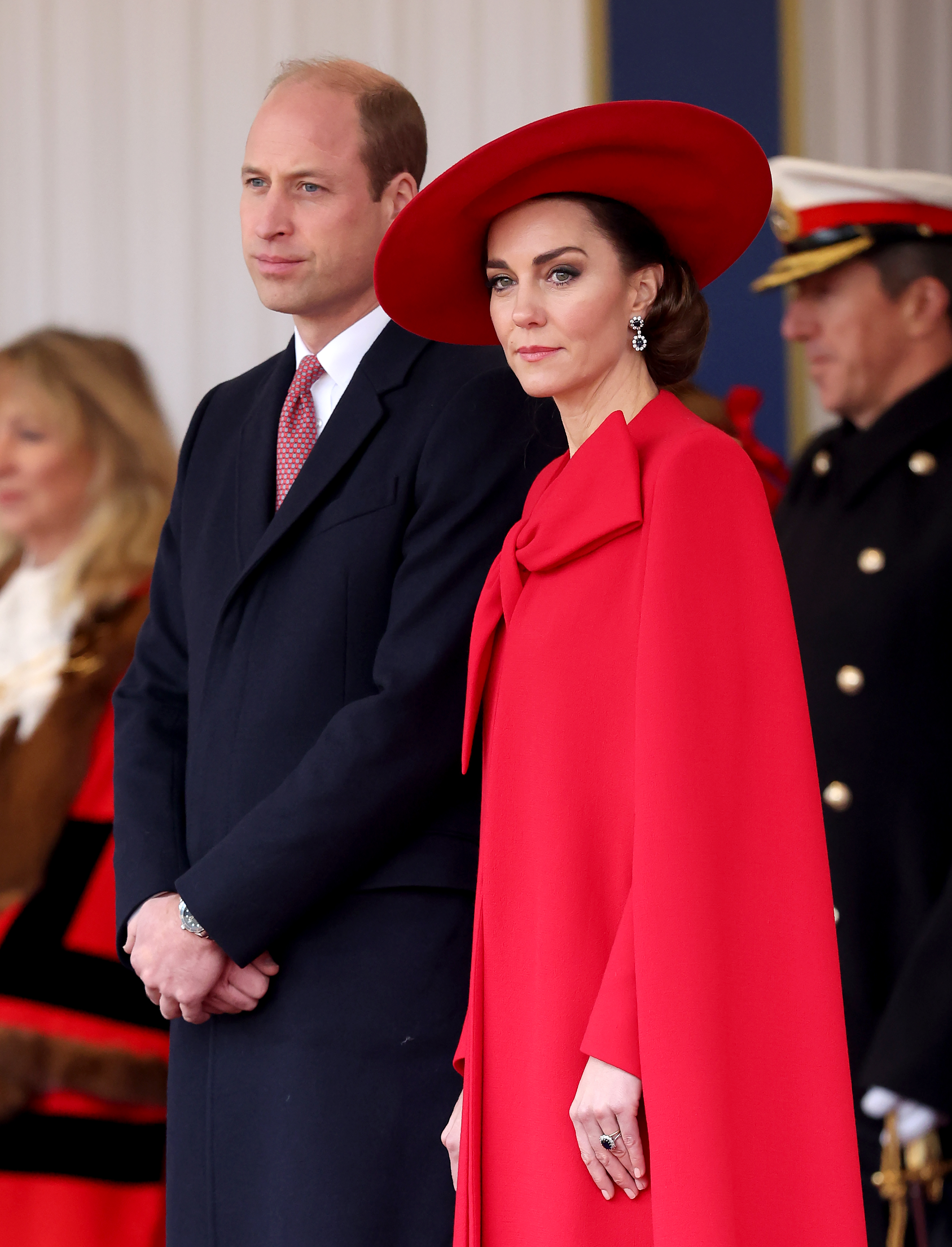 El Príncipe William y la Princesa Catherine en la ceremonia de bienvenida, en Horse Guards Parade, al Presidente y la Primera Dama de la República de Corea en el primer día de su visita de Estado el 21 de noviembre de 2023 en Londres, Inglaterra | Foto: Getty Images