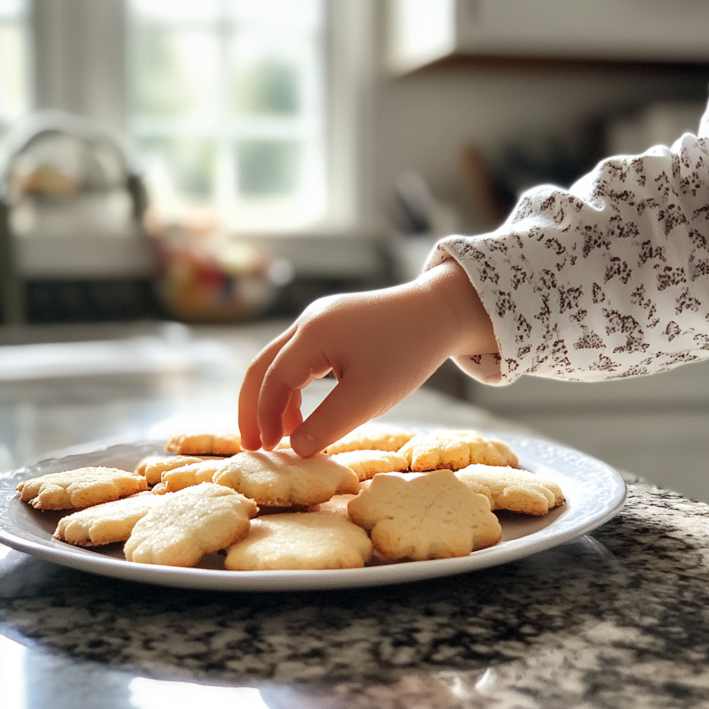 Un niño cogiendo una galleta | Fuente: Midjourney