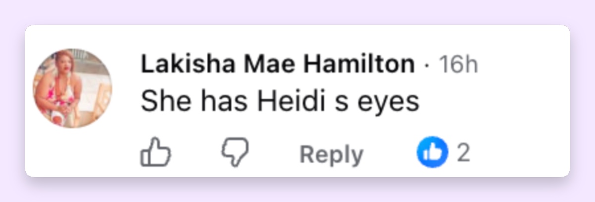 Mientras que algunos fans veían rasgos de Seal en Lou, otros se fijaban en su parecido con Heidi, sobre todo en la zona de los ojos. | Fuente: Facebook