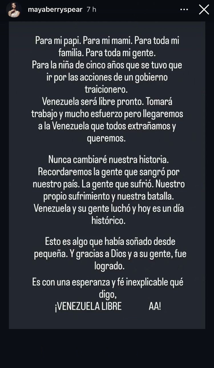 Carta de Maya Berry Spear a sus padres | Fuente: Instagram Stories/mayaberryspear