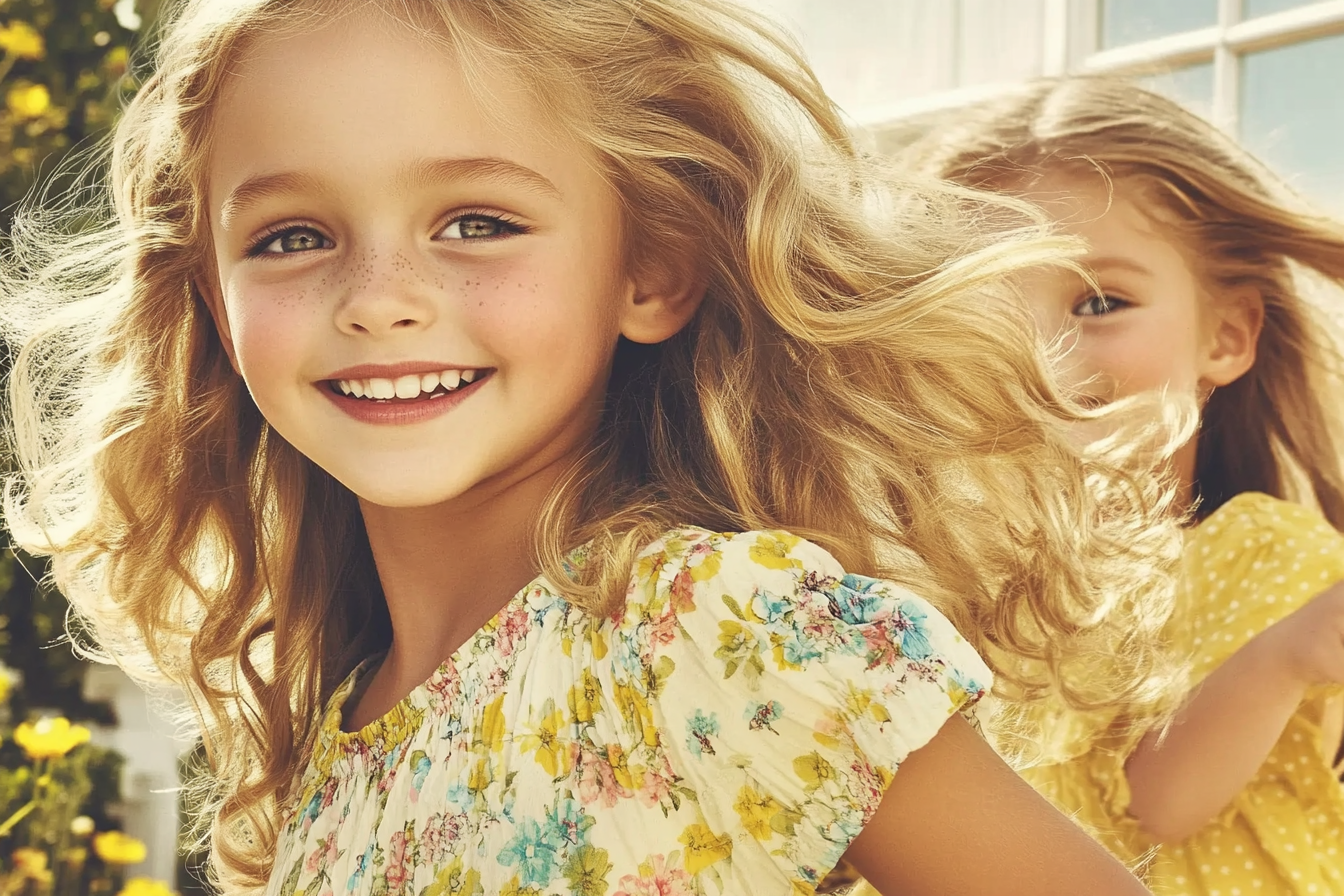 Due ragazze che giocano all'aperto | Fonte: Midjourney