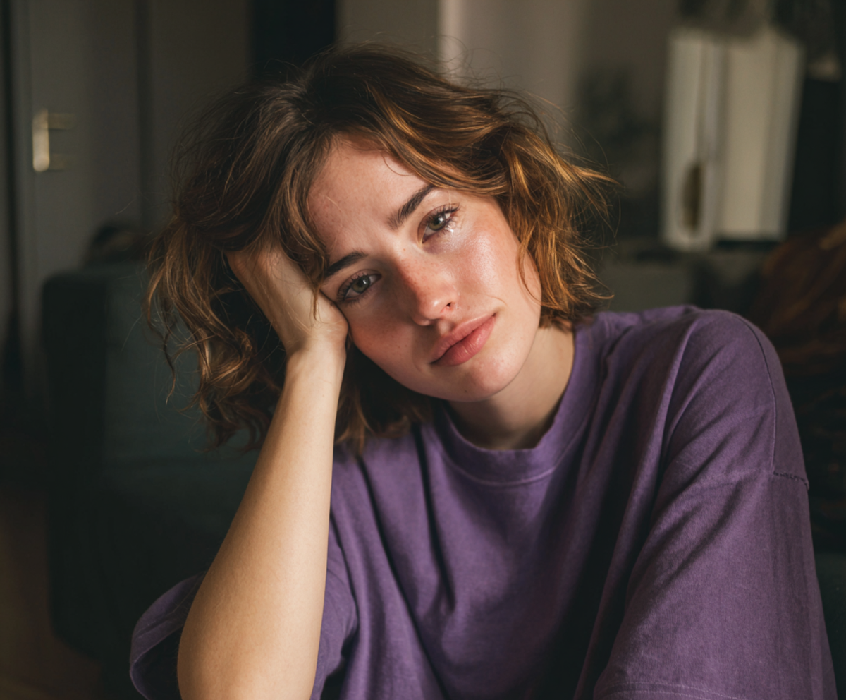 Un primo piano di una donna emotiva | Fonte: Midjourney