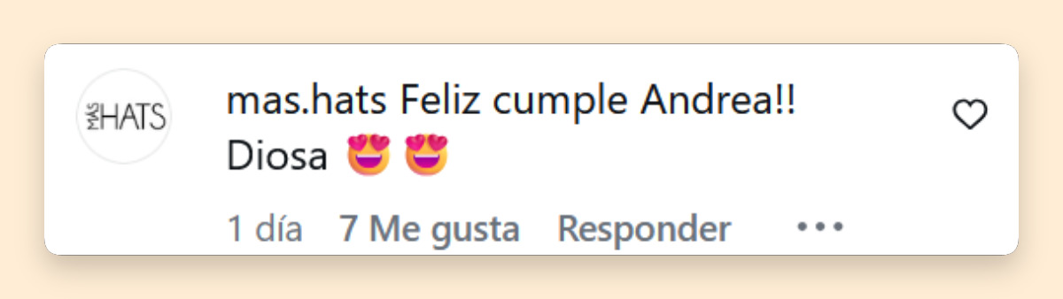 Comentario de una persona sobre el cumpleaños de Andrea Frigerio | Fuente: Instagram/andreafrigeriook