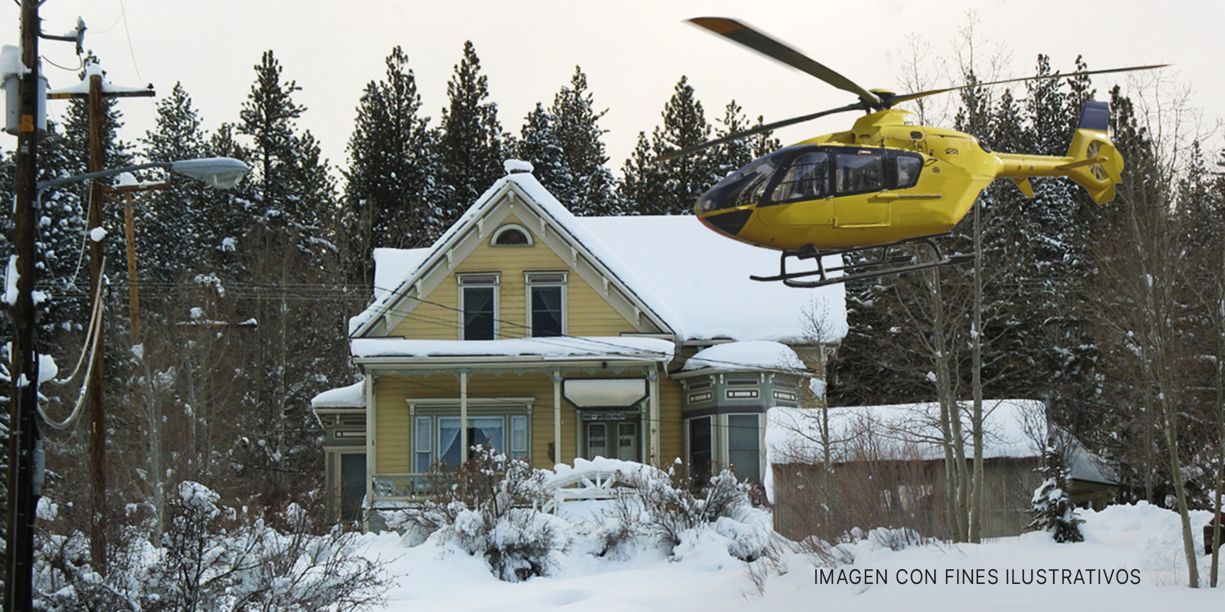 Helicóptero aterrizando cerca de una casa | Foto: Flickr.com/teofilo (CC BY 2.0) | Shutterstock