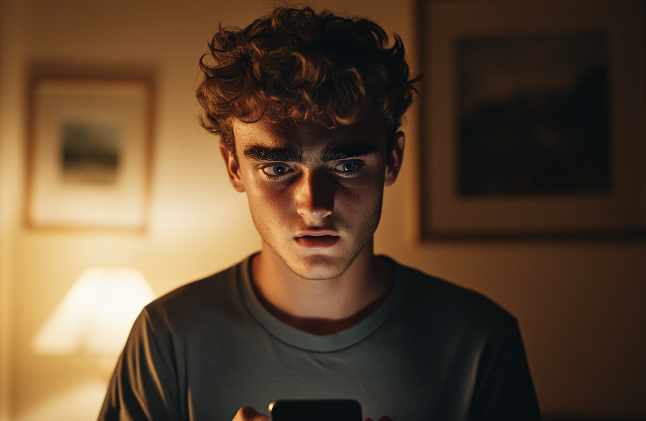 Un hombre hablando mientras sujeta su teléfono | Fuente: Midjourney