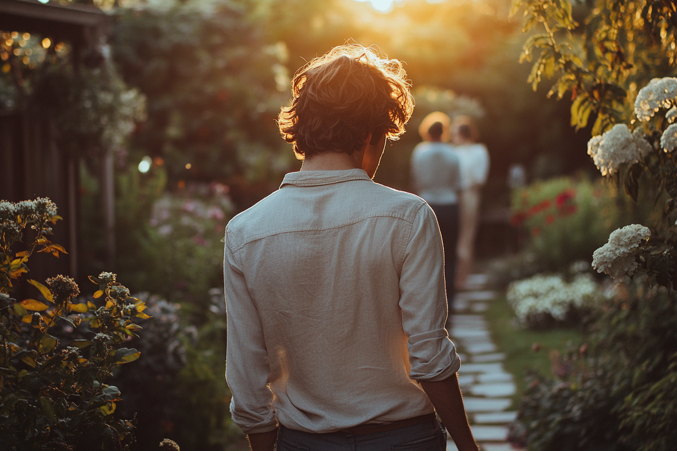 Hombre paseando por un jardín | Fuente: Midjourney