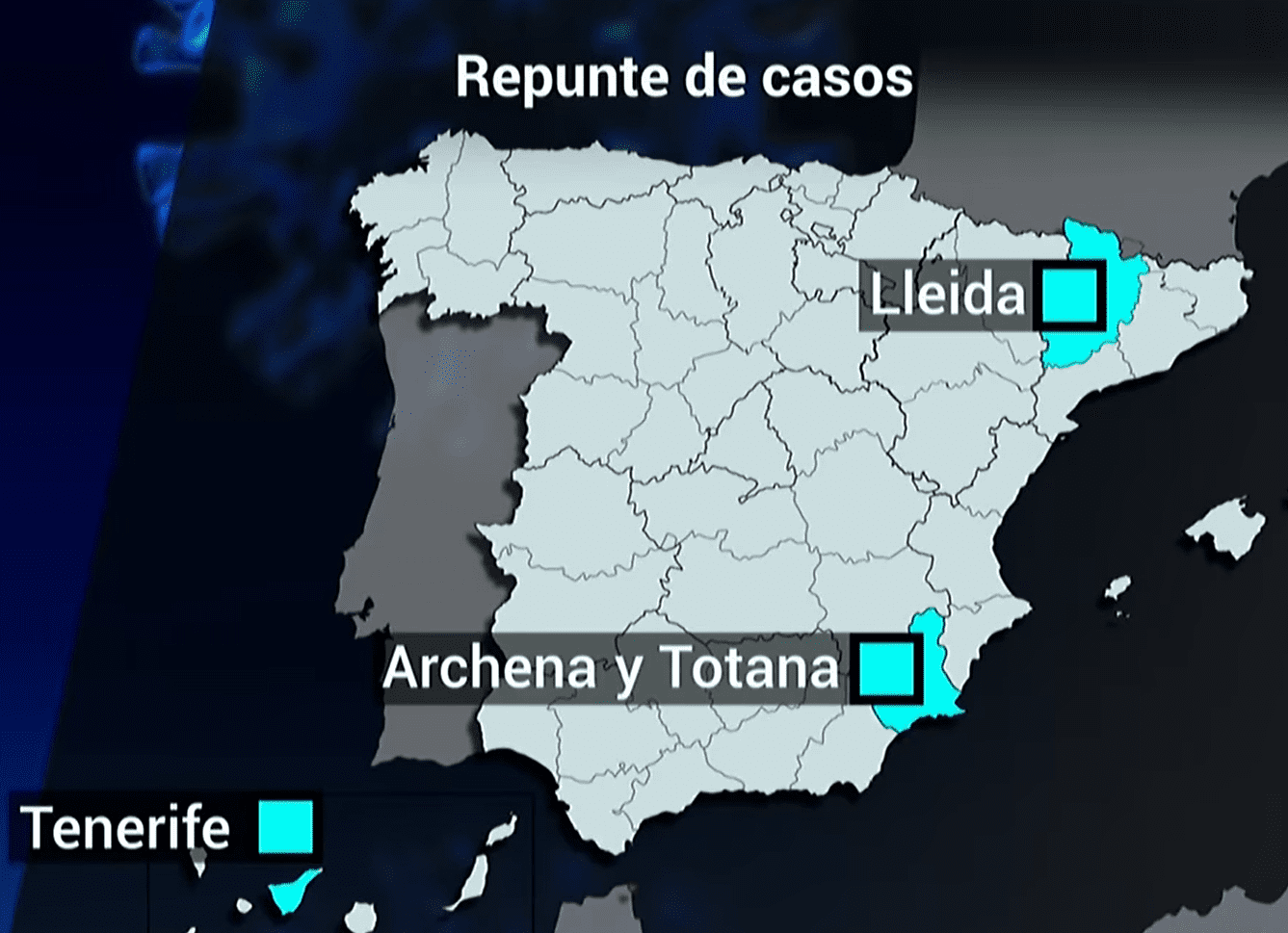 Mapa de los nuevos brotes de COVID-19 en España. | Foto: YouTube/RTVE Noticias