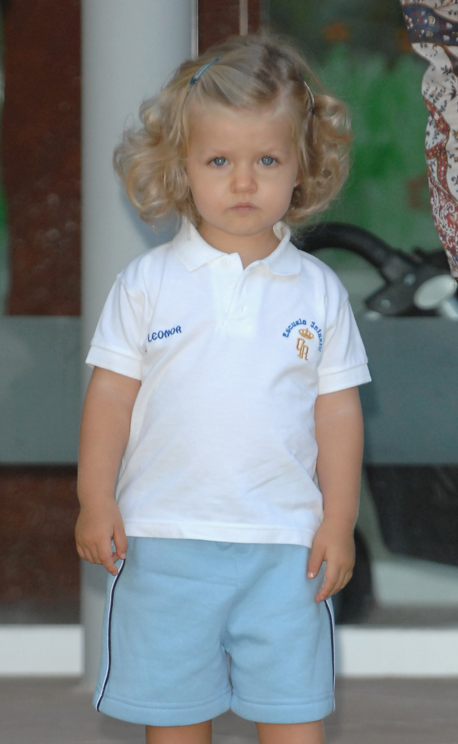 La princesa Leonor llega al colegio en su primer día de guardería el 7 de septiembre de 2007 en el "Cuartel del Pardo", cerca de Madrid, España.