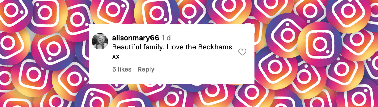 "Hermosa familia. Amo a los Beckhams" | Comentario de un fan fechado el 29 de septiembre de 2024 | Fuente: Instagram/victoriabeckham