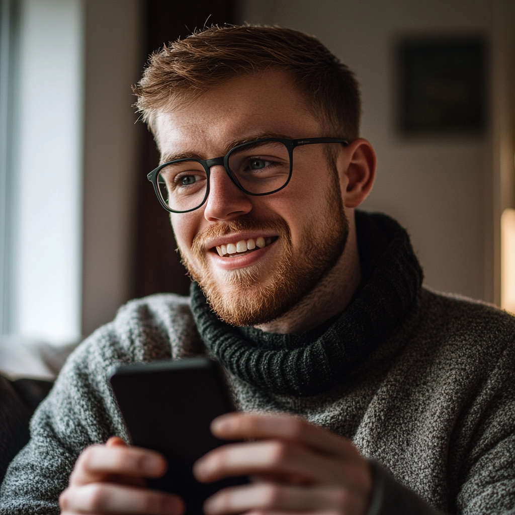 Un hombre parece distraído mientras utiliza su teléfono | Fuente: Midjourney