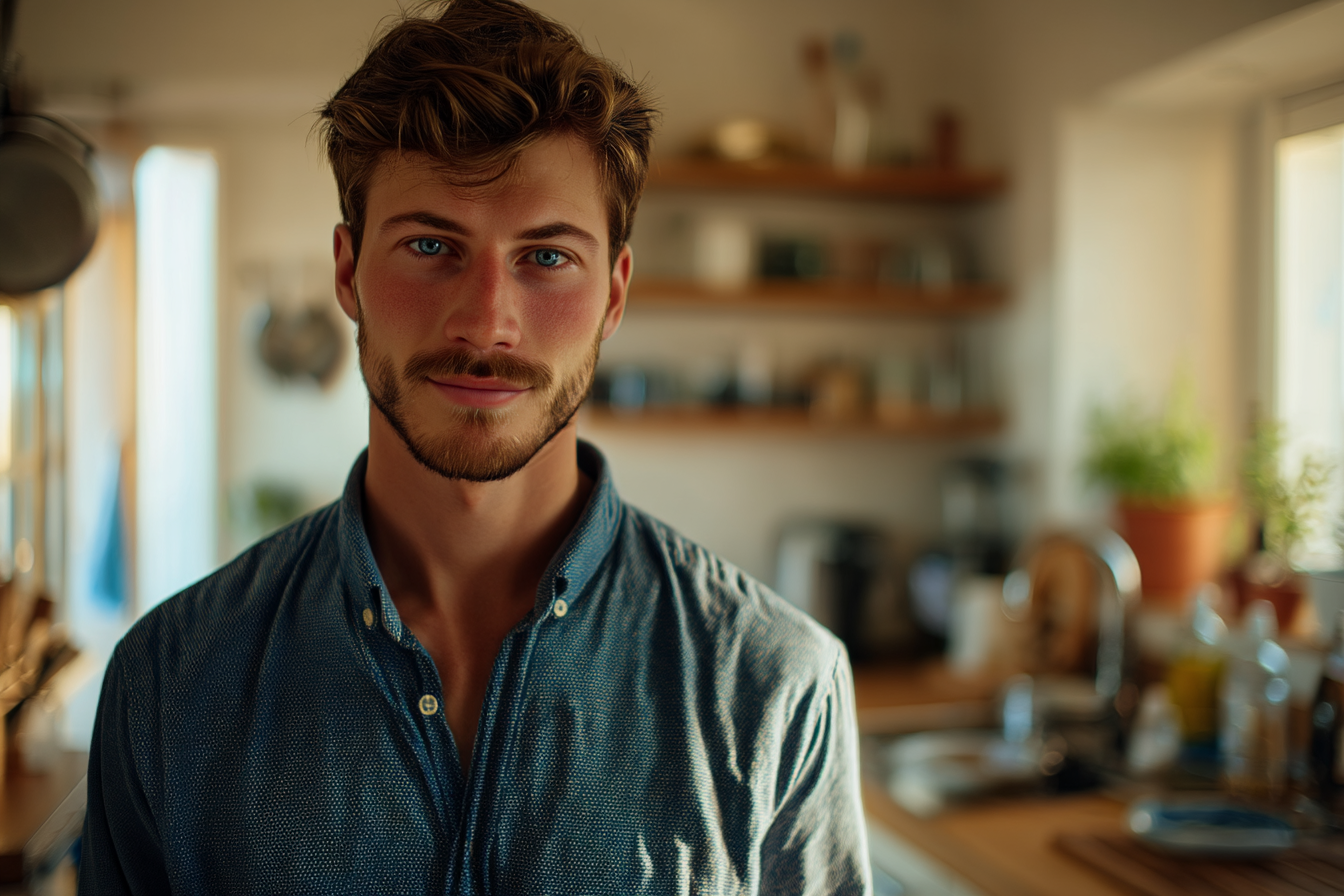 Un hombre de pie en una cocina | Fuente: Midjourney