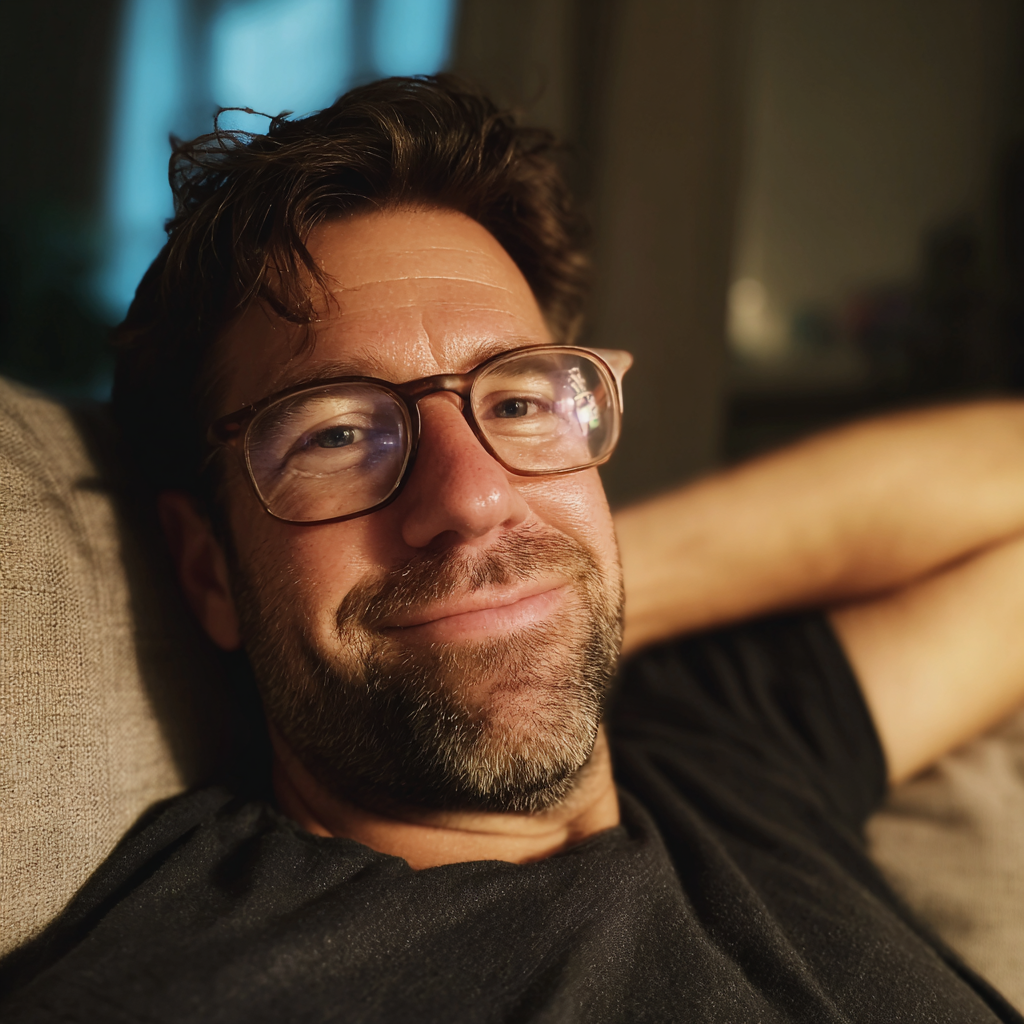 Un hombre relajándose en un sofá | Fuente: Midjourney