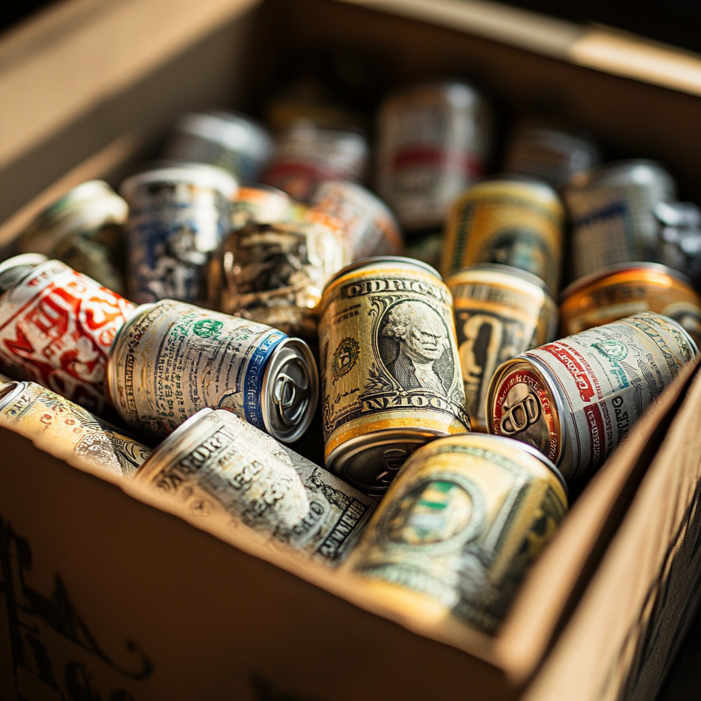 Una caja con latas de cerveza | Fuente: Midjourney