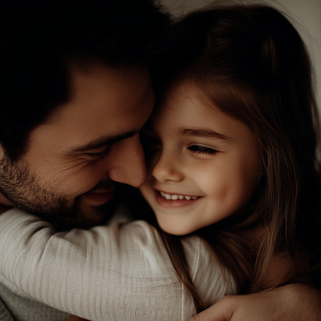 Un padre abrazando a su hija | Fuente: Midjourney