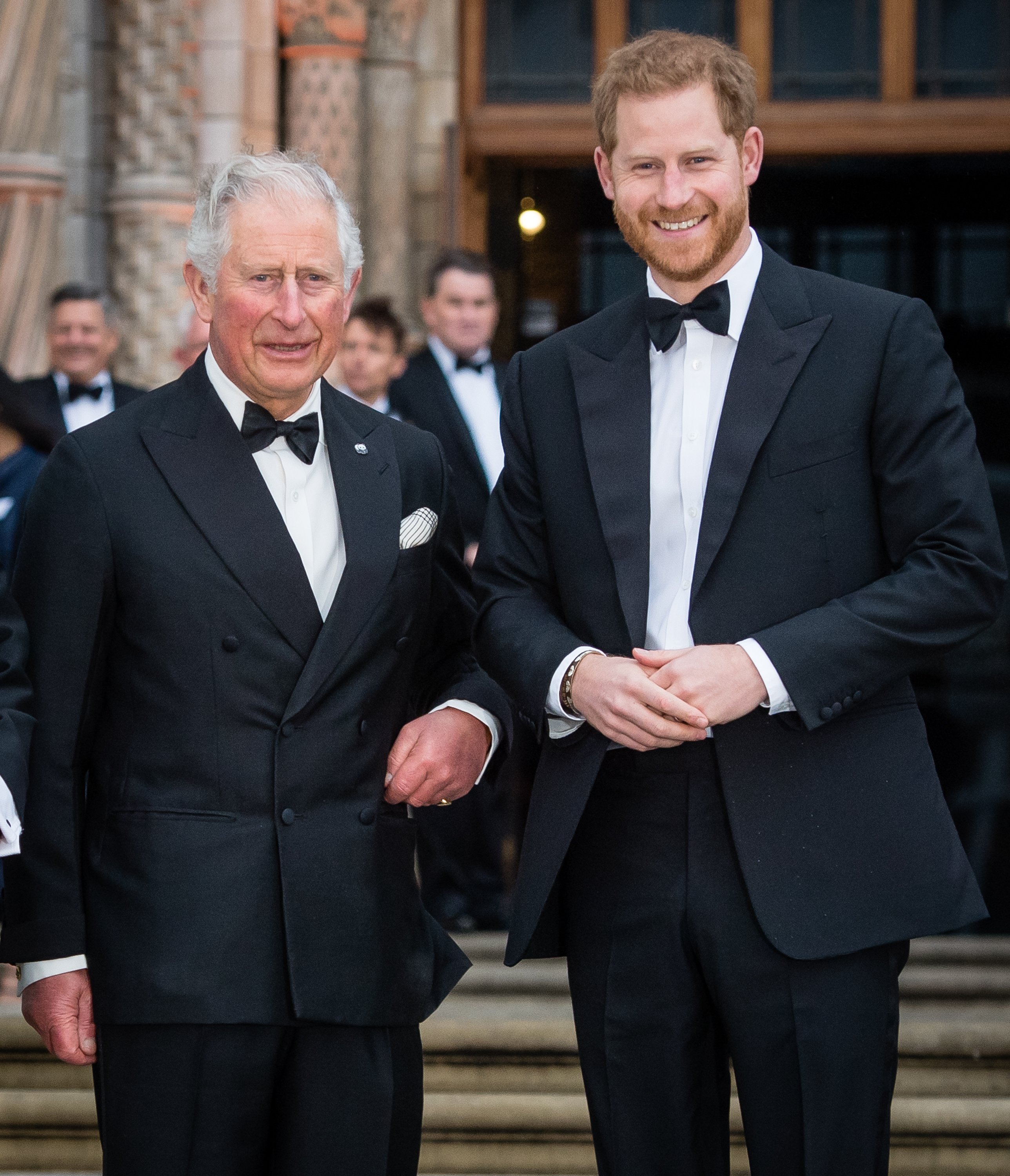 El príncipe Charles, príncipe de Gales, y el príncipe Harry, duque de Sussex, en el estreno mundial de "Our Planet" en el Museo de Historia Natural, el 4 de abril de 2019 en Londres, Inglaterra. | Foto: Getty Images