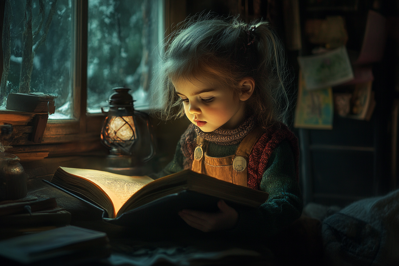 Un niño leyendo un libro | Fuente: Midjourney