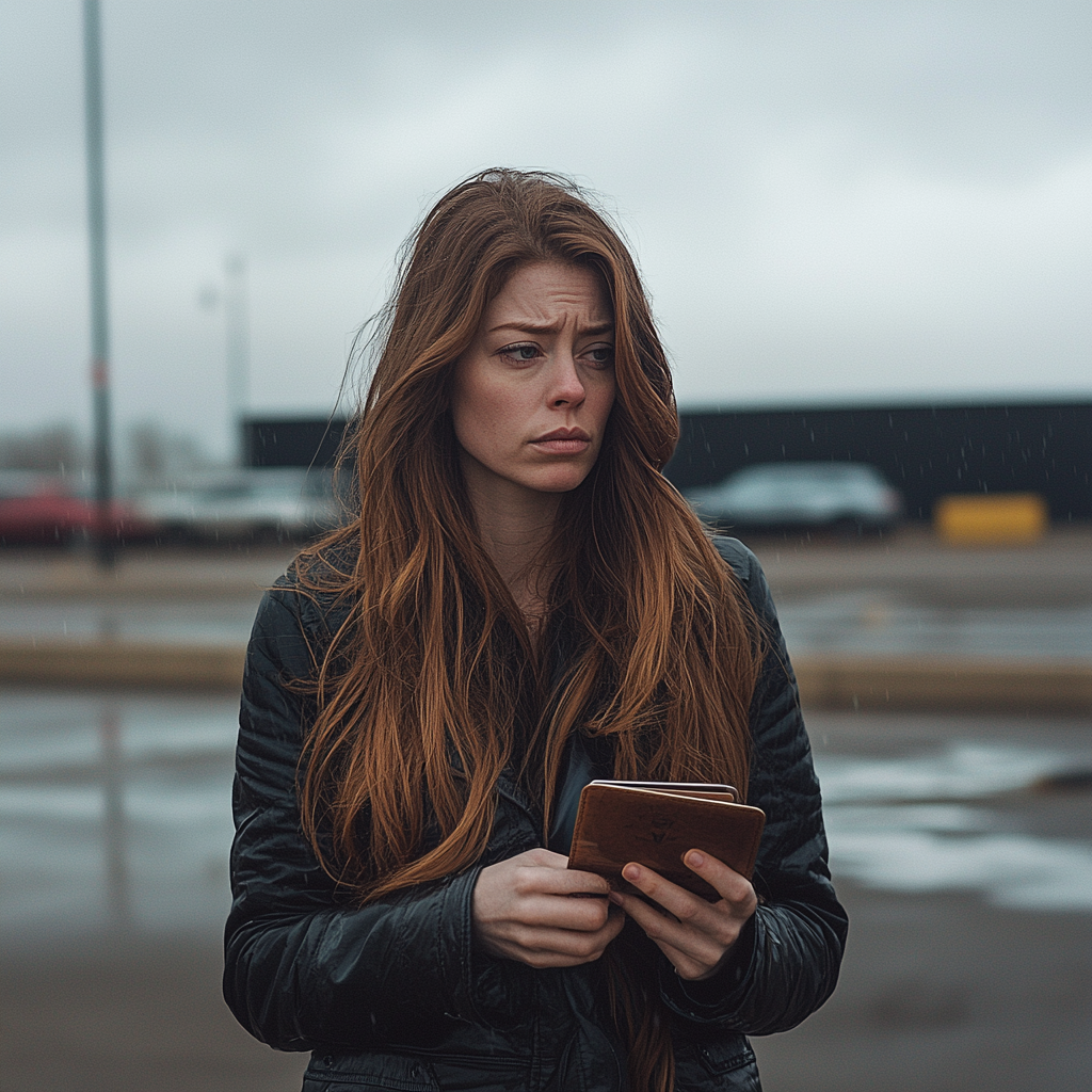 Una mujer con su cartera en la mano | Fuente: Midjourney