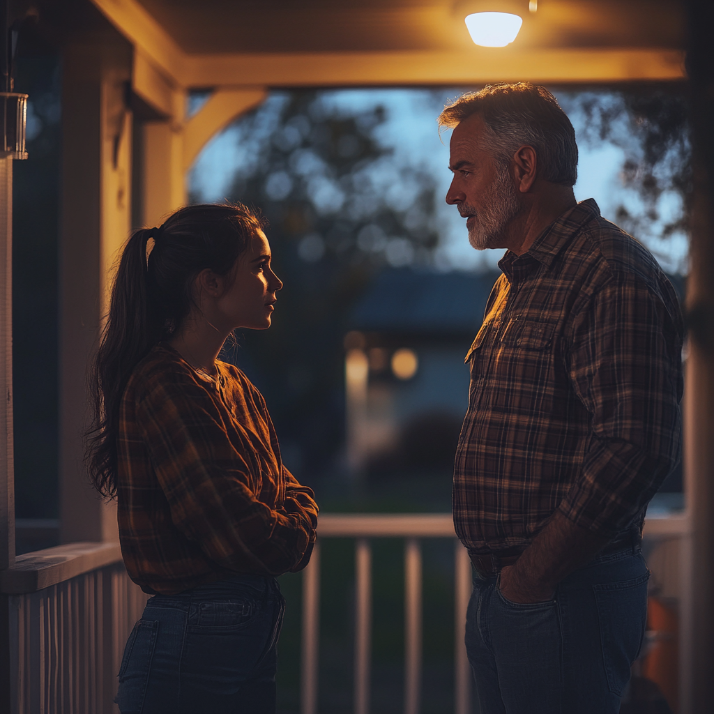 Un hombre hablando con su hija | Fuente: Midjourney