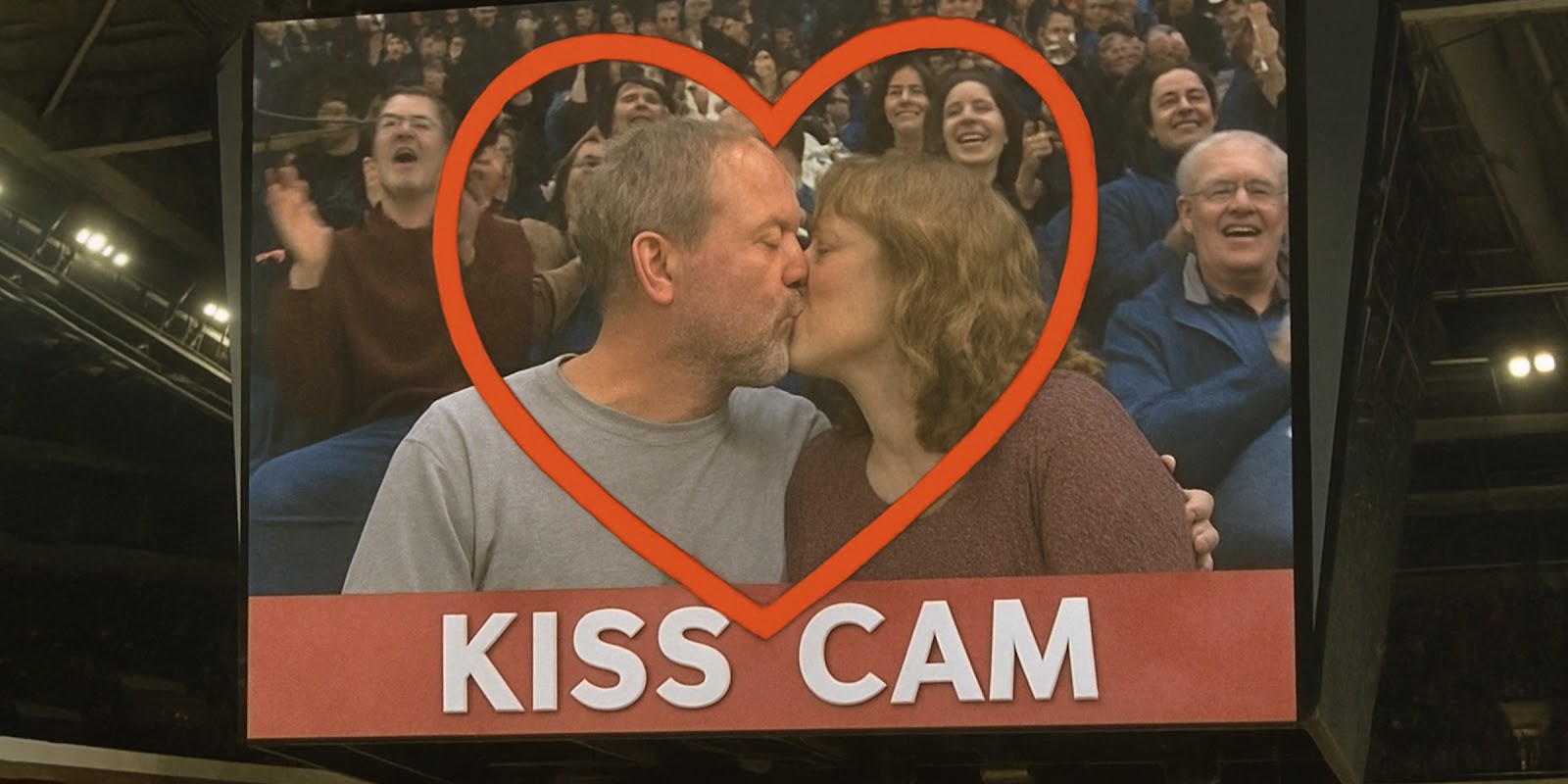 Una pareja en la Kiss Cam | Fuente: Sora