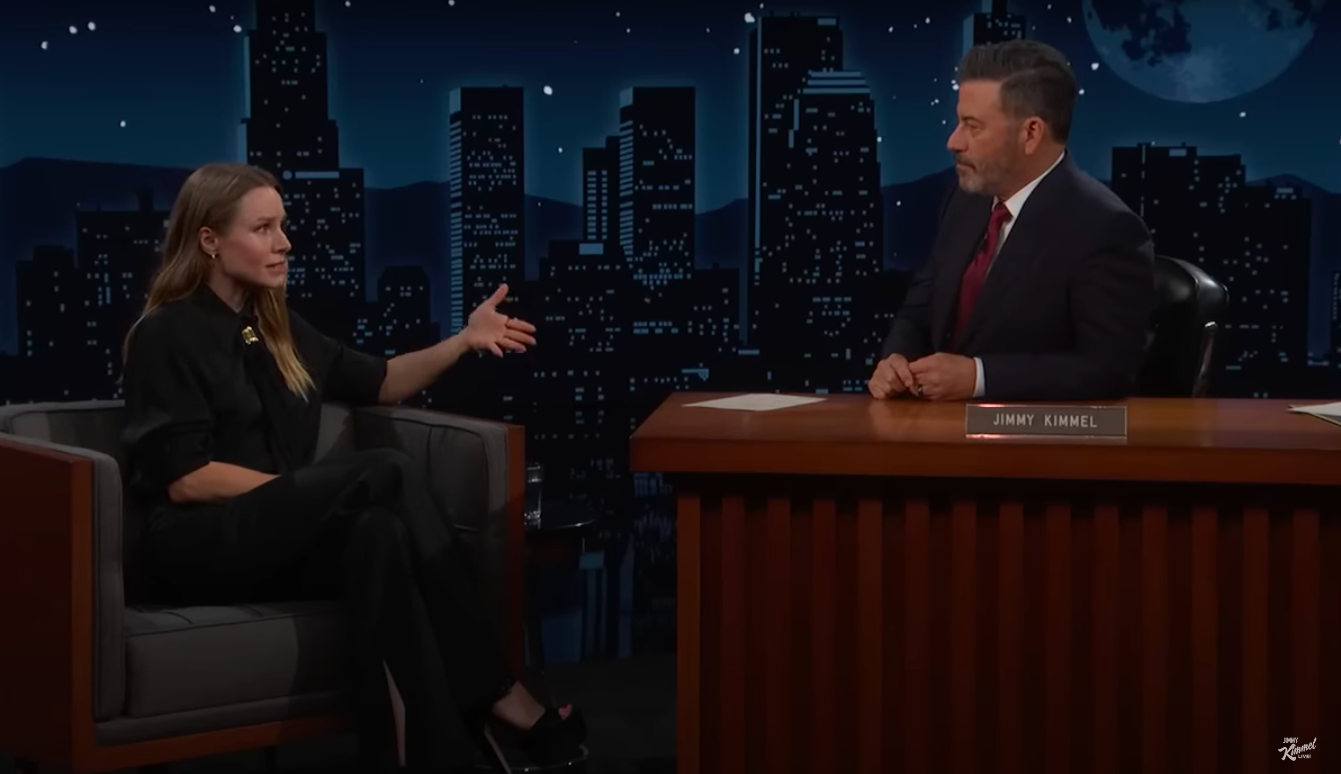 Kristen Bell hablando con Jimmy Kimmel sobre las vacaciones a Dinamarca que ella, Dax Shepard y sus hijos se tomaron, publicado el 20 de septiembre de 2024 | Fuente: YouTube/Jimmy Kimmel Live