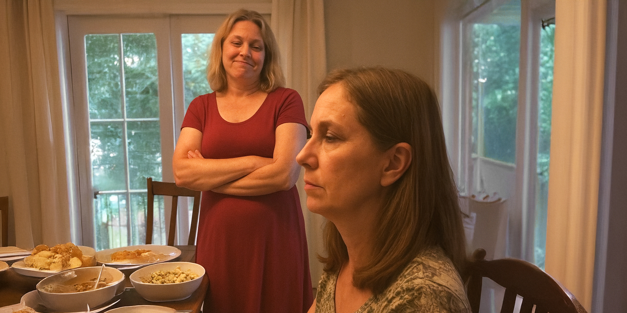 Dos mujeres frente a una mesa | Fuente: The Celebritist