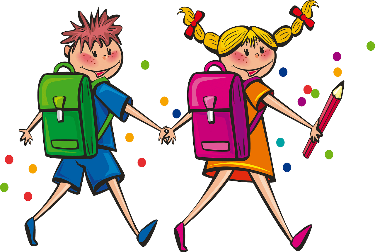 Niños con mochilas escolares. | Foto: Pixabay