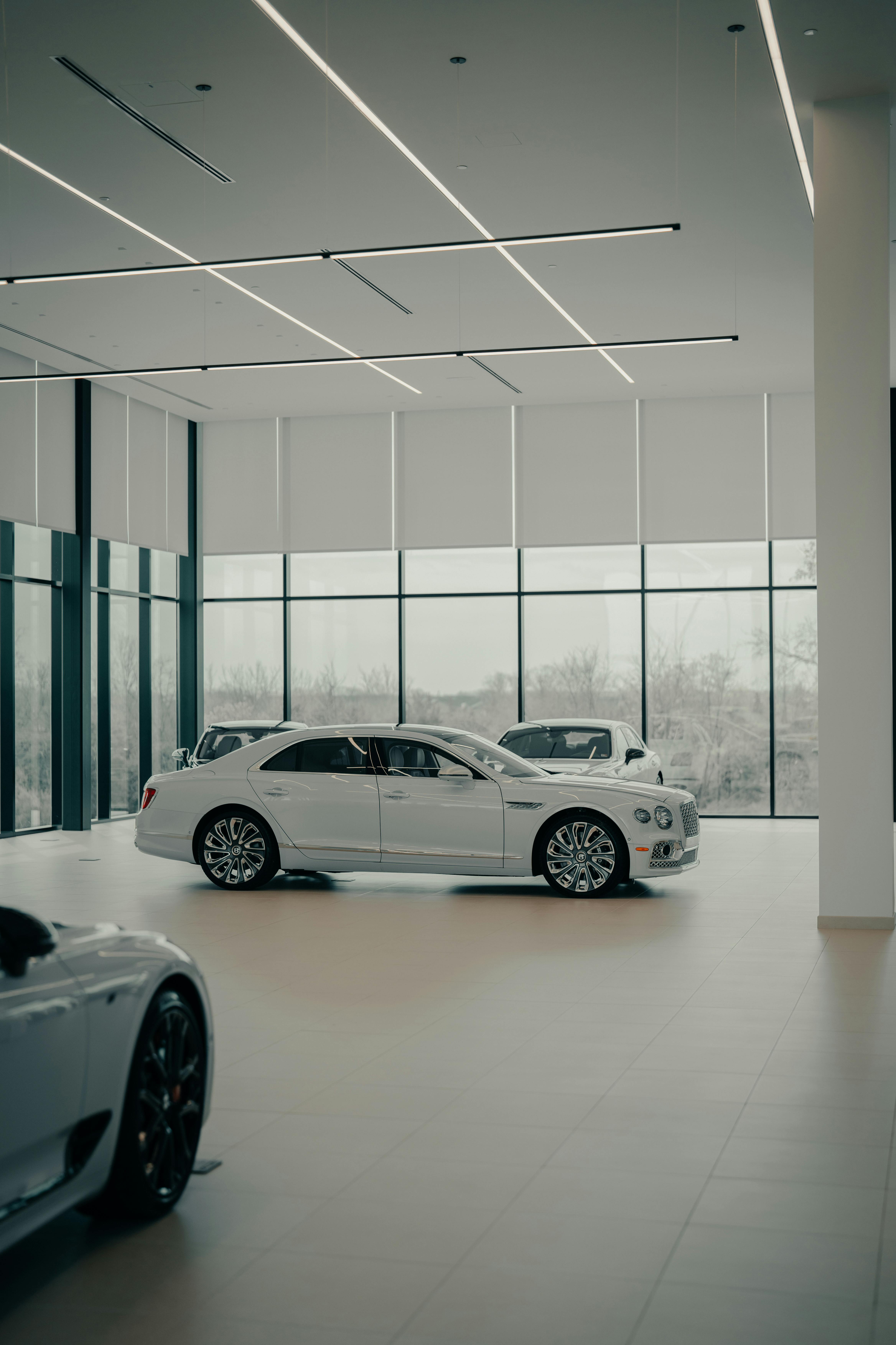Un Automóvil blanco expuesto en una sala de exposiciones | Fuente: Pexels