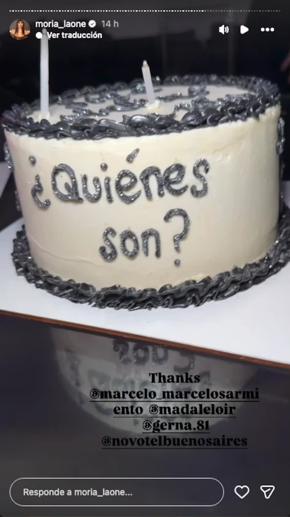 Moria Casán cumplió 80 años y mostró una de sus dos tortas en sus historias de Instagram. | Fuente: Instagram Stories/moria_laone