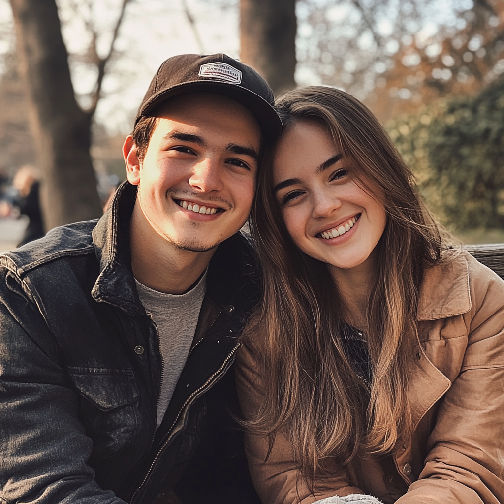 Una joven pareja sonriente | Fuente: Midjourney
