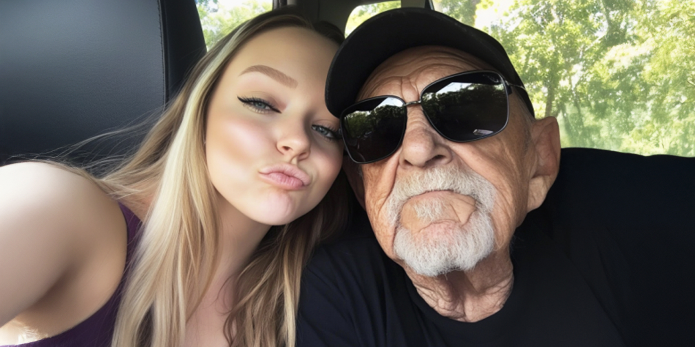 Una joven tomándose un selfie con su abuelo | Fuente: Amomama