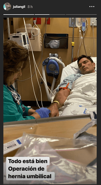 Julián Gil hospitalizado por una hernia umbilical. | Foto: Instagram/juliangil