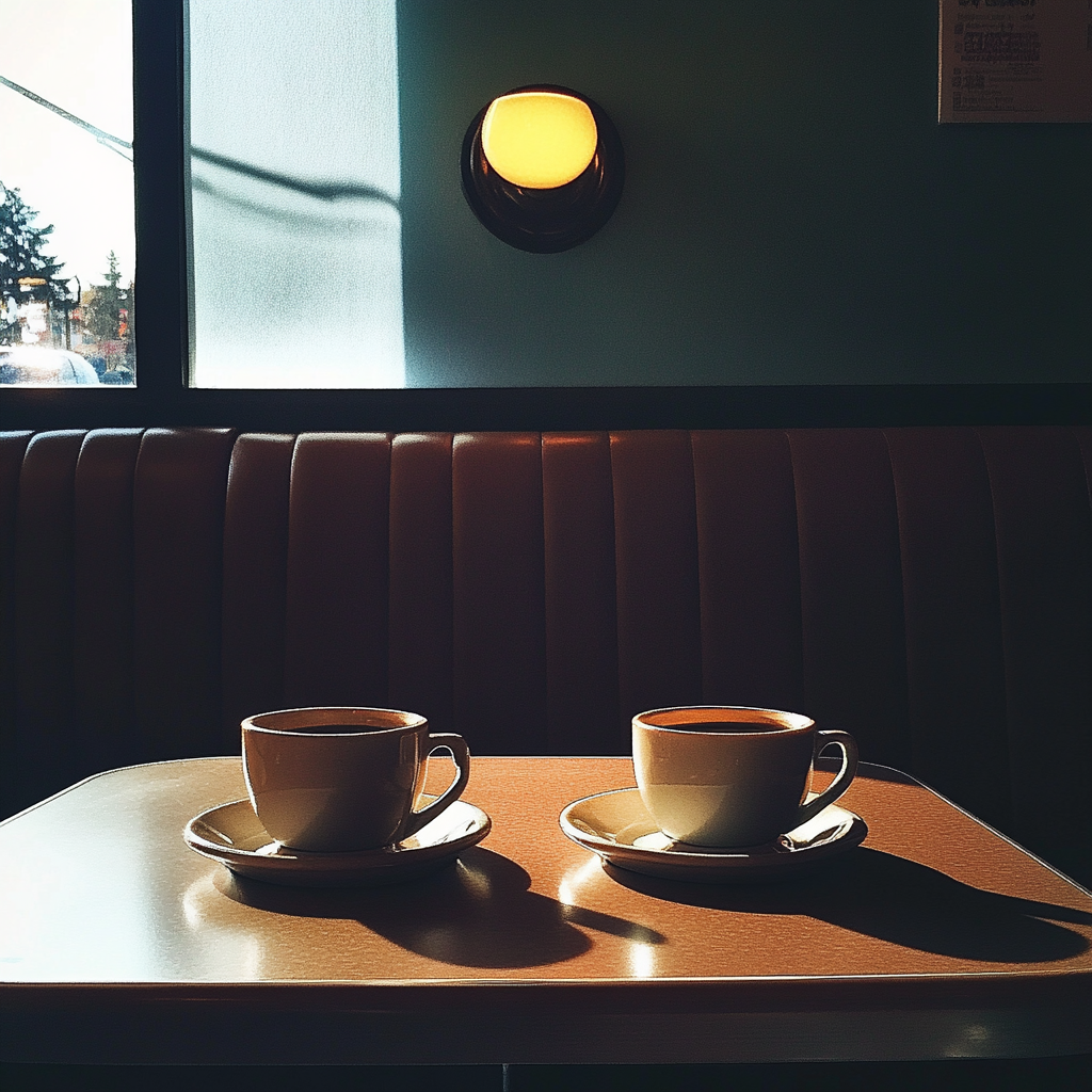 Dos tazas de café sobre una mesa | Fuente: Midjourney