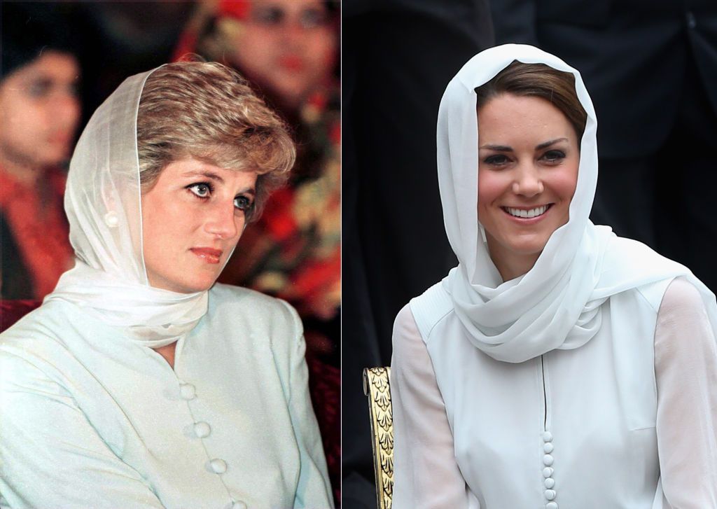 Princesa Diana en Pakistán en junio de 1996 / Duquesa Kate en Malasia en septiembre de 2012. | Foto: Getty Images