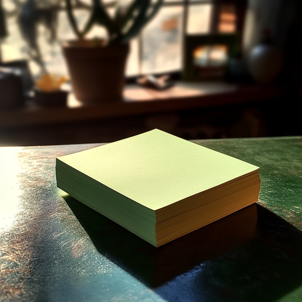 Un bloc de notas adhesivas verdes | Fuente: Midjourney