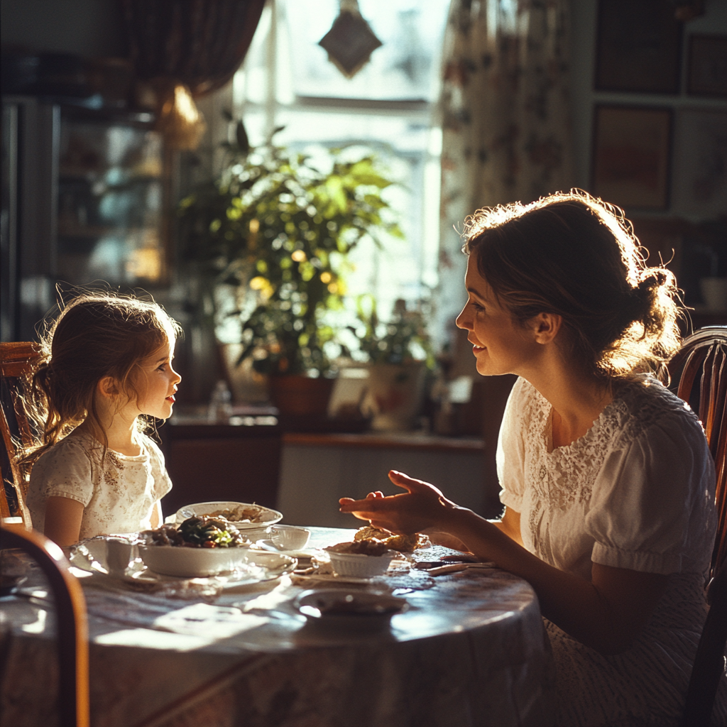 Una mujer hablando con su hija | Fuente: Midjourney