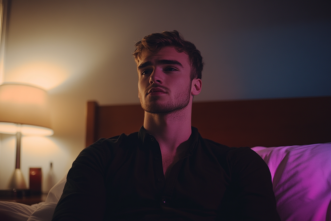 Un hombre en su dormitorio | Fuente: Midjourney