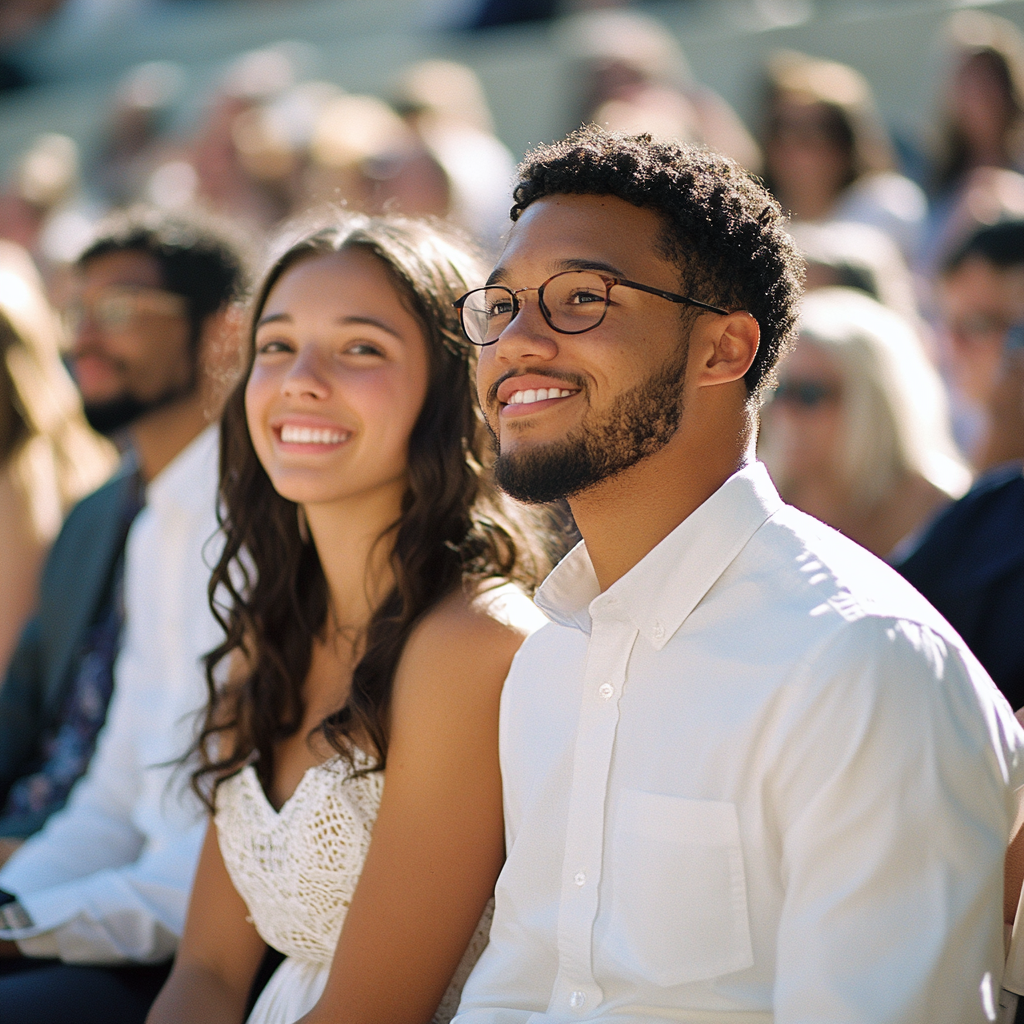 Una pareja orgullosa en una graduación | Fuente: Midjourney
