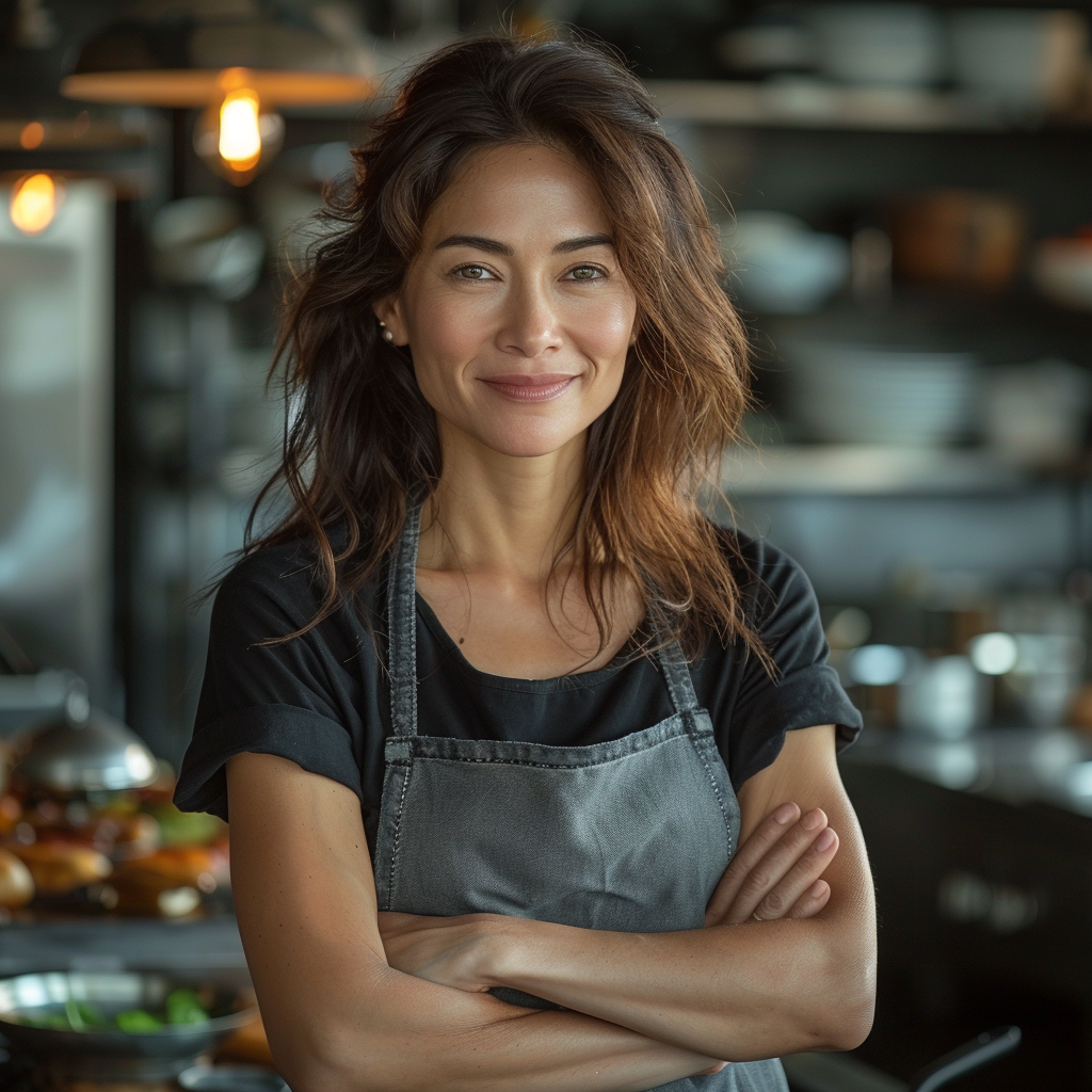Mujer asiática chef de cocina gourmet | Foto: Midjourney
