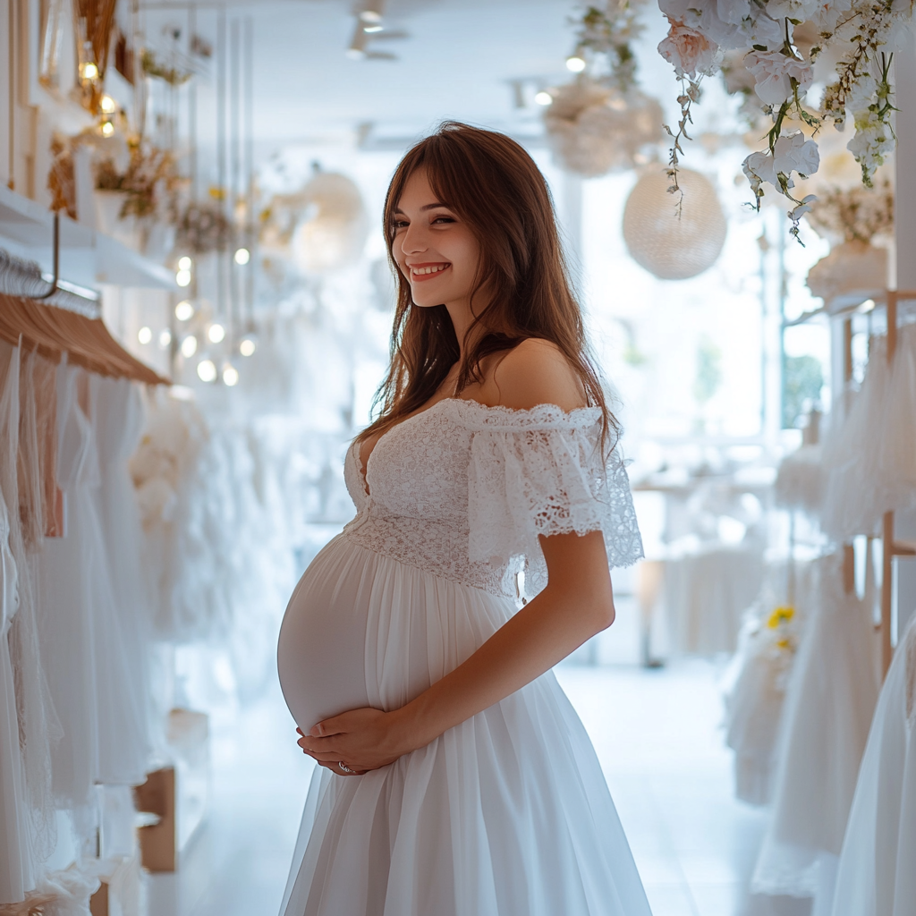 Anna feliz com seu novo vestido de noiva | Fonte: Meio da Jornada