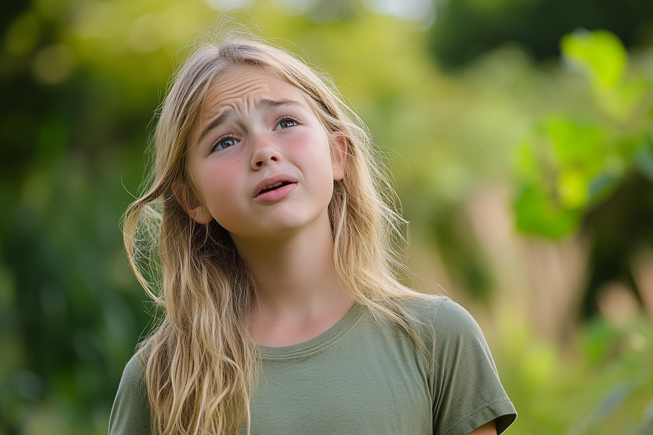 Una adolescente con el ceño fruncido | Fuente: Midjourney