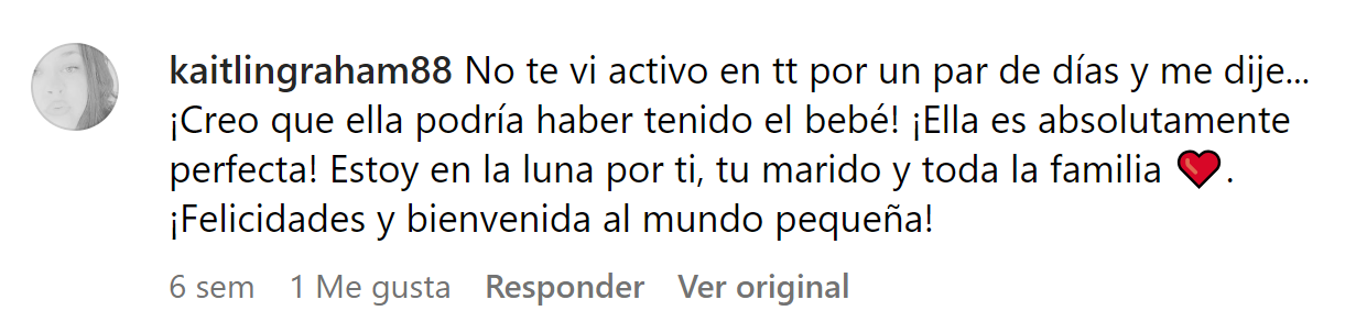 Comentario de un usuario sobre la foto de Courtney Blackmore, fechada el 30 de septiembre de 2023 | Foto: instagram.com/horrorqueen9695