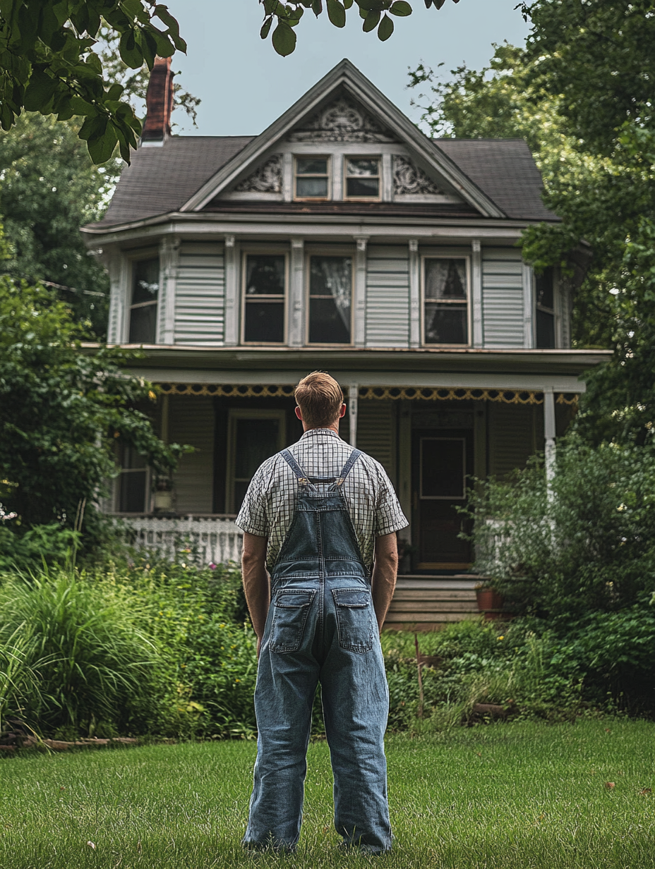 Un hombre mirando una casa antigua | Fuente: Midjourney