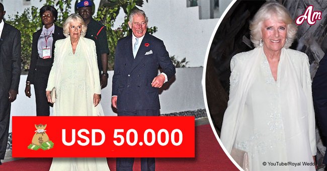 Camilla llama la atención en vestido de chifón hasta el piso y zarcillos de trébol de $50.000