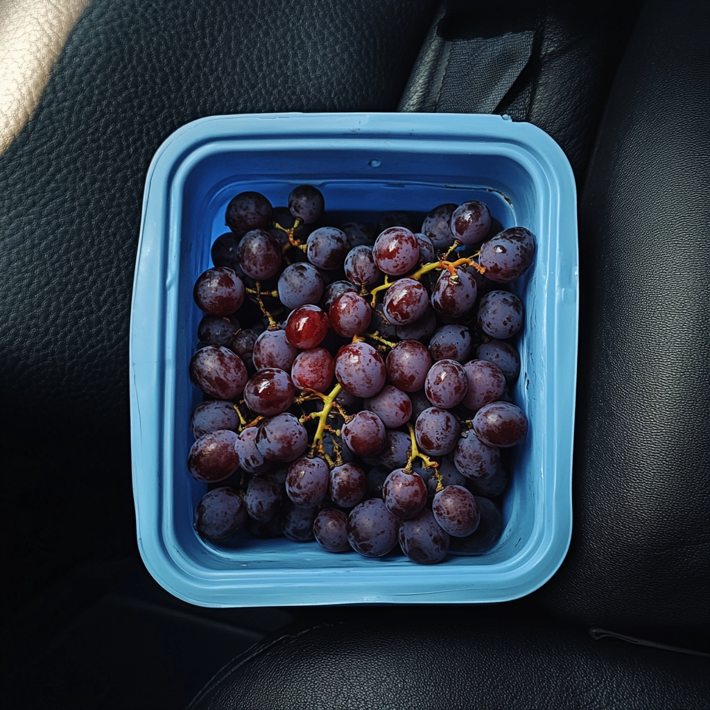 Un contenedor de uvas en un automóvil | Fuente: Midjourney