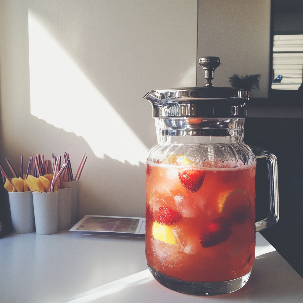 Limonada de fresa en un dispensador | Fuente: Midjourney